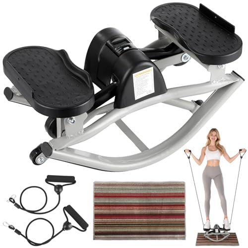 Lateral Rocking Fitness Stepper, Side-to-Side Mini Stepper with LCD Counter, Low-Impact Home Cardio Lateral Steppers Machine for Legs Glutes Core, Compact Portable Under-Desk Workout, No Assembly