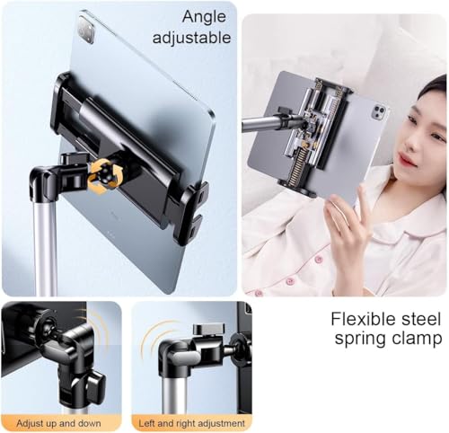 Tablet Floor Stand, 360° Rotating Adjustable Holder for 4.7"-13" Devices - color: White