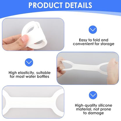 2 Pack Water Bottle Accessories Carrier Grip, Non-Slip Silicone Handle Strap Makes Any Bottle Handheld, Soft Band Holder for Gym During Workouts (White 2pcs) - color: White 2pcs