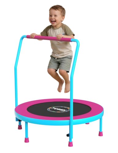 YORIN 36" Trampoline for Kids, Foldable Mini Trampoline with Foam Handle - color: Rose Red