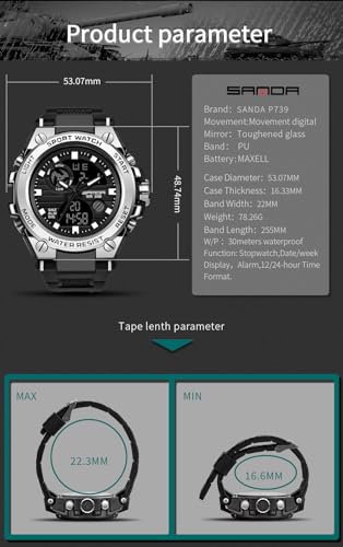 AIMES Men's Watches Sports Outdoor Waterproof Military Watch LED Date Alarm Stopwatch Multi-Function Tactics Big Face Wristwatch for Men - color: Green