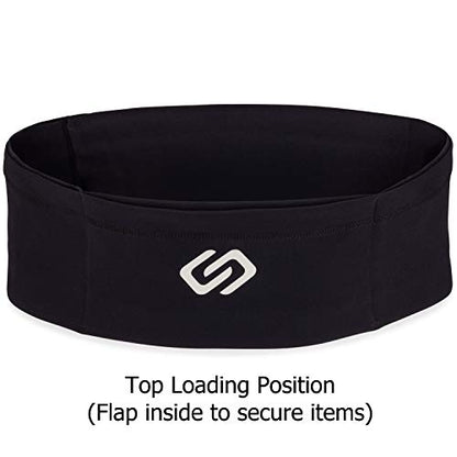 Sporteer VersaSlim Low-Profile Running Belt, Gym Waist Pack, Black, S - color: Black, size: Small