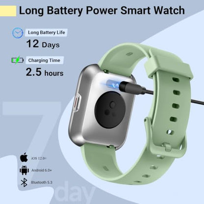 Quican Smart Watches for Women/Men, Smart Watch for Android Phones & iPhone, Fitness Watches for Women with Alexa, Call & Notification Alerts, Tracks Heart Rate/Sleep Smartwatches (Green, 1.8 inches) - color: Green