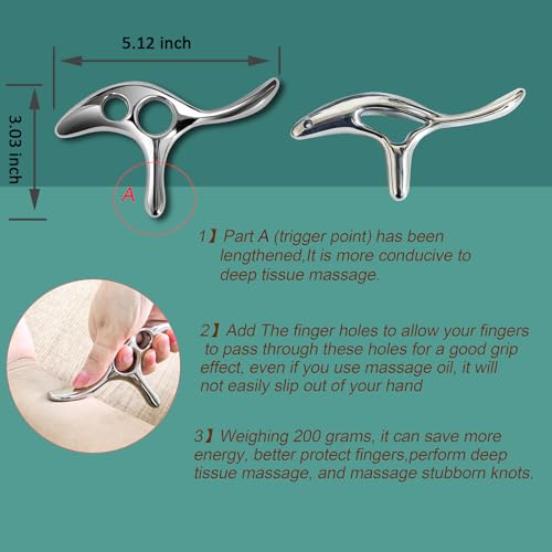 BYYDDIY Gua Sha Trigger Point Massage Tool -Thumb Protector,Deep Tissue Massage,Muscle Scraper Tool (T) - size: L