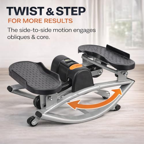 Rock Stepper Side to Side Lateral Stepper for Exercise at Home Stair Stepper with Resistance Bands Digital Monitor Low Impact Rocking Stepper for Legs Glutes and Core