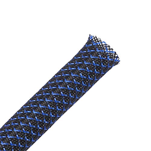 25ft - 1/2 inch PET Expandable Braided Sleeving – BlackBlue – Alex Tech Braided Cable Sleeve - color: Blackblue, size: 1/2"-25ft