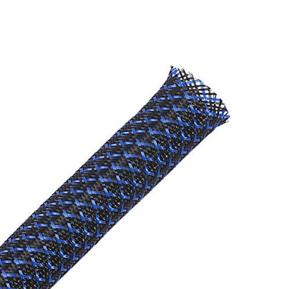 100ft - 1/2 inch PET Expandable Braided Sleeving – BlackBlue – Alex Tech Braided Cable Sleeve - color: Blackblue, size: 1/2"-100ft