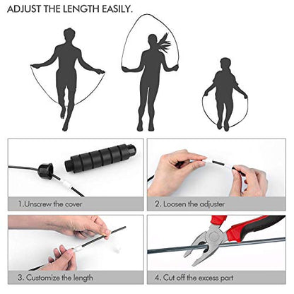 Jump Rope, Adjustable Jump Ropes,Skipping Rope Tangle-Free Rapid Speed with Ball Bearings for Women Men Kids,Exercise & Slim Body Jumprope at Home School Gym - color: Black