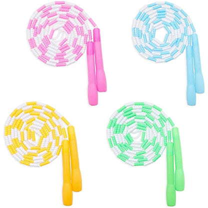 Blue Panda Beaded Jump Ropes Set of 4-9.2 ft Each, Multicolor, Ages 8-12 - PVC Beaded for Jump Rope Fitness & Cardio Workouts