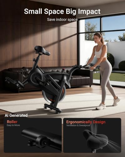 CURSOR FITNESS Exercise Bike, Stationary Bikes for Home with Brake Pad - color: Orange Black