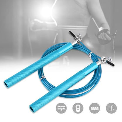 Aluminum Alloy Jump Rope with Ball Bearings – Skipping Rope for Speed Training, Non-Slip Grip and Adjustable PVC Cable - color: Blue
