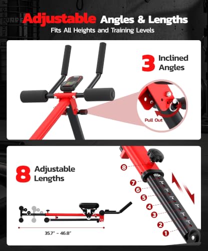 Ab Machine for Home, 2-in-1 Adjustable Ab Rowing Machine, Foldable