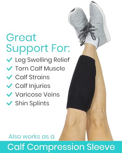 Vive Calf Brace - Adjustable Shin Splint Support - Lower Leg Compression - color: Black, size: 1 Count (Pack of 1)
