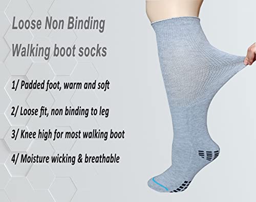 COIYUFUX Extra Width Socks For Bariatric Diabetic For Men Women, Cast Lymphedema Socks for Swollen Foot Ankle 2 Pairs - color: Gray