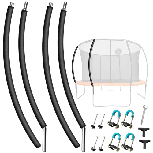 2PCS Trampoline Poles Replacement, Enclosure Curved Poles with T-Connector