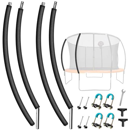 2PCS Trampoline Poles Replacement, Enclosure Curved Poles with T-Connector