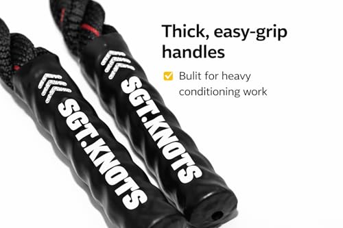 Weighted Battle Jump Rope, 10 FT Twisted Training Rope w/Thick Easy-Grip Handles, Full-Body Cardio + Strength Conditioning Rope (Choose 3 lb / 6 lb / 10 lb) - size: 2" x 10ft
