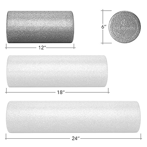 Philosophy Gym 12" High-Density Foam Roller for Exercise, Massage, Muscle Recovery - Round, Gray - color: Gray, size: 12 Inch