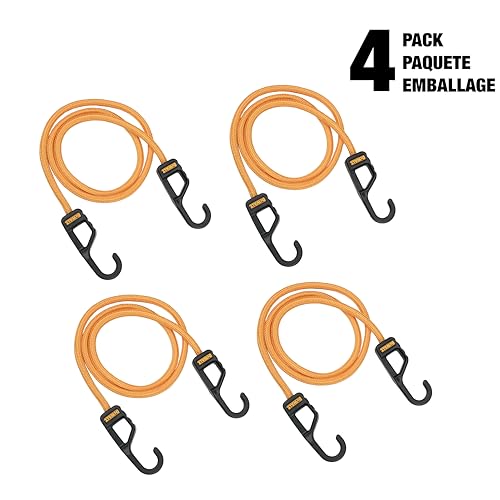 DEWALT 48" Premium Round Bungee Cords, Interlocking Quick-Pull Notch, 4-PK - size: 48"
