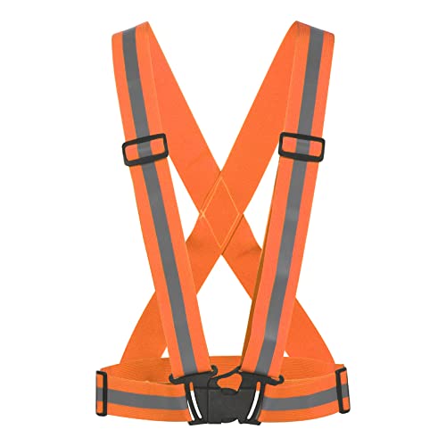 MECCANIXITY Reflective Vest Adjustable 360 Degree High Visibility Safety Vest for Cycling Running Walking - color: Orange