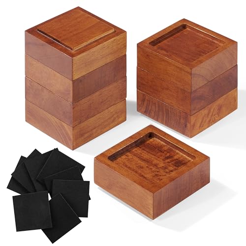 FASONLA Bed Risers (Set of 8) Furniture Risers Lifts Height 1", 2" or 3", Solid Natural Wood Risers for Bed, Furniture, Table, Sofa, Chair with Non-Slip Recessed Hole (Light Brown Color, 1 Inch) - color: Light Brown Color