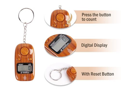 Anlising Handheld Electrical Digital Counter, 4 Pieces Portable Finger Counter, Digital Finger Counter with Led Light and Keychain, for Stress Relief, Prayer, Relaxation
