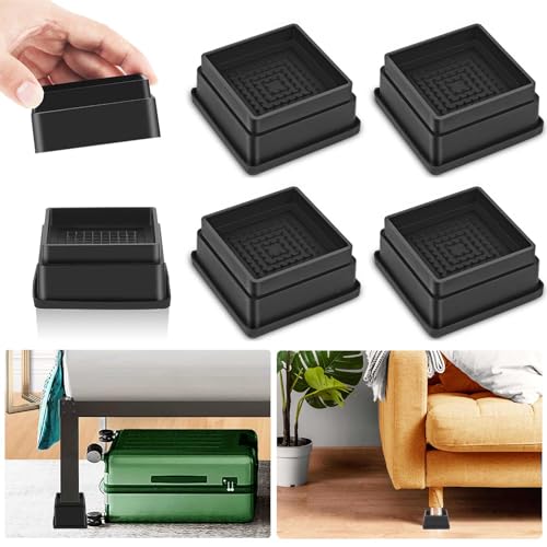 4 Pack Furniture Risers 1 Inch, Adjustable Bed Risers Heavy Duty for Table Desk Couch Chair Sofa Cabinet Bed Frame Dorm, Square Stackable Table Leg Risers Lift Height 1", 2" or 3", Black - color: Black 4 Pack, size: 1 Inch