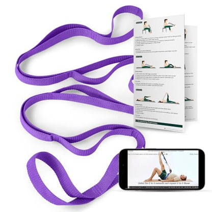 Trideer Stretching Strap with Loops for Physical Therapy,Non-Elastic - color: Purple