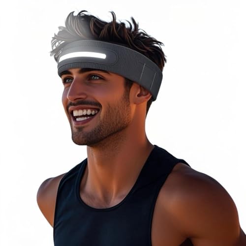 LED Sports Headband, 3 Light Modes, 2-in-1 Design for Running, Tennis, Camping, Cycling，Unisex Gift for Men, Women (Gray) - color: Gray