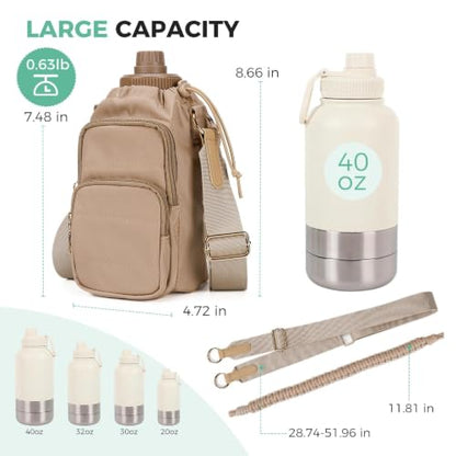 Crossbody Water Bottle Bag with Shoulder Strap for Women,Brown - color: Coffee