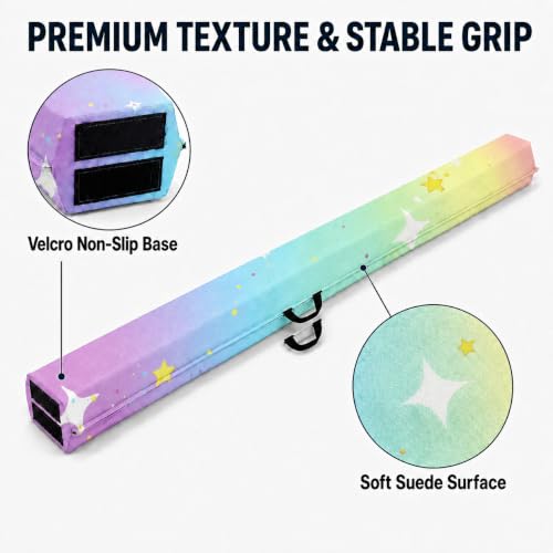 8FT Gymnastics Balance Beam Starry Rainbow Suede Home Practice