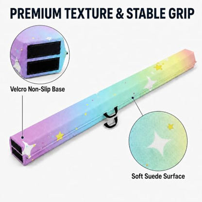 8FT Gymnastics Balance Beam Starry Rainbow Suede Home Practice
