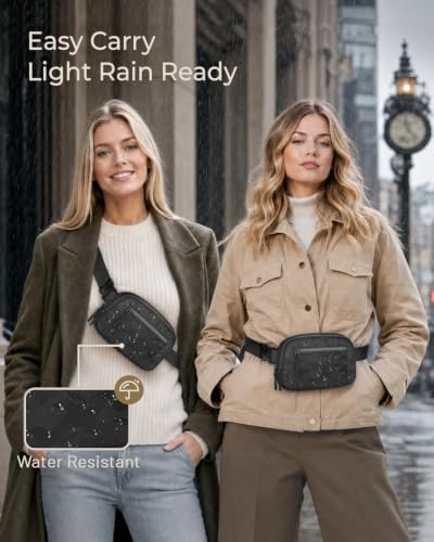 Fanny Packs for Women Crossbody Belt Bags, Waist Pack with Adjustable Strap - color: A-Black Camo, size: Double Layer