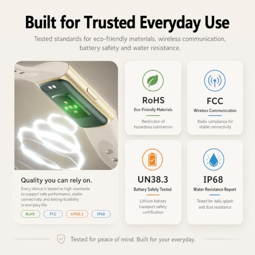 FITVII Slim Fitness Tracker for Women Men, Fitness Watch for Android iOS - color: Off white