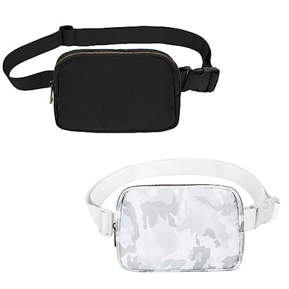 VOROLO Fanny Pack Women And Men Crossbody Bag Black+Camo White - color: Black+Camo White