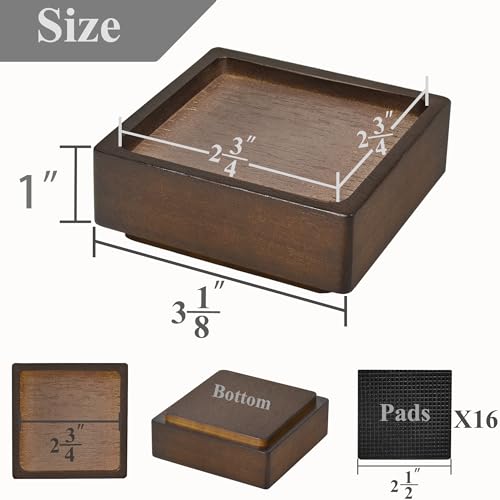 Wood Bed Risers, Heavy Duty Wood Blocks, 1 inch Stackable to 2 inch 3 inch 4 inch High, Furniture Risers for Couch Sofa Cabinet Ottoman End Table (8pcs Square) - color: 8pcs Square