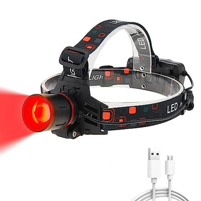 WINDFIRE Red Light Headlamp Rechargeable Red Hunting Head Light Zoomable - color: Red Light