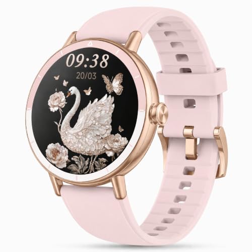 Smart Watch for Women, Ladies & Men, 1.27'' Fitness Watch [41mm case] with Call Receive/Dial, Heart Rate/Stress/Sleep Monitor, AI Voice, IP68 Waterproof Smartwatch with Calculator, Calendar, Games - color: Pink
