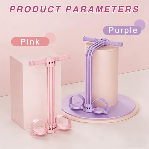 Pedal Resistance Bands with Handles,Yoga Pedal Puller,Home Gym Workout Equipment, Upgrade 6-Tube Natural Rubber Foot Pedal Resistance Band for Stretching Workout, Abdomen Arms Legs Training - color: Purple