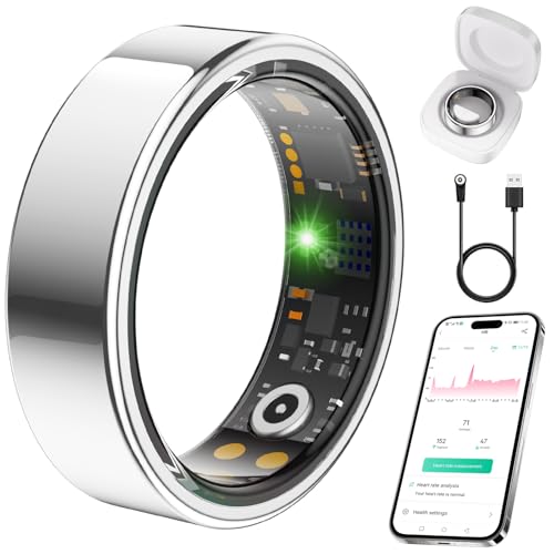 Smart Ring for Women Men, Health Tracker, Fitness Ring (Silver, 9#) - color: Silver, size: 9#