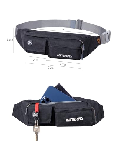 WATERFLY Small Fanny Pack for Women Men, Crossbody Travel Waist Bag Black - color: Black