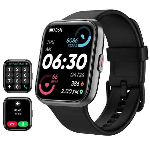 Tensky Smart Watch for Men/Women Android/iPhone/Samsung, Alexa Built-in, 1.8" Touch Screen Fitness Tracker with Answer/Make Calls, 3ATM Waterproof Heart Rate/Sleep/SpO2 Monitor, 120+ Sport Modes - color: Black