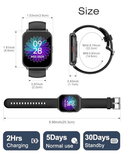 Smart Watch for Men Women with Call Function, Sport & Metal Bands Black - color: Black