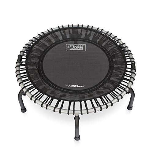JumpSport 350f Indoor Heavy Duty Lightweight 39-Inch Folding Fitness Trampoline with Handle Bar Accessory, Black