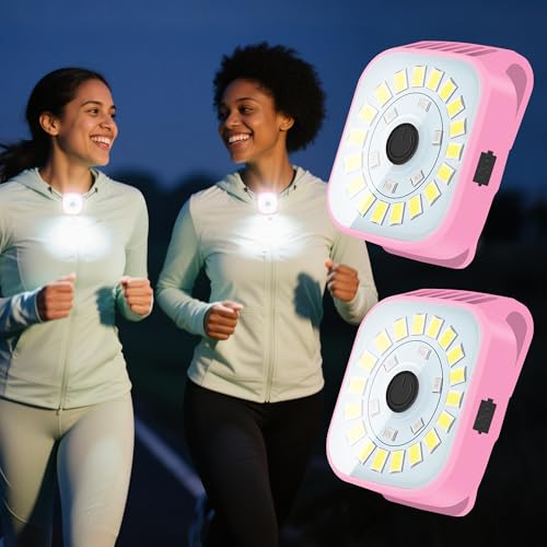 redaica 2 Pack Pink Running Lights for Runners, Rechargeable, 4 Modes - color: Pink
