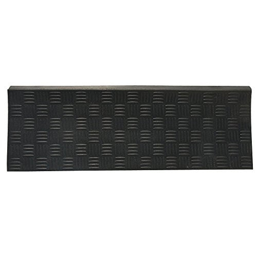 Rubber-Cal Diamond-Grip Recycled Rubber Step Mat - 9.75" x 29.75" inches - Black Stair Tread Mat - 6pack