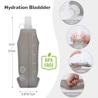 Hydration Running Vest with 2pcs 500ml/17oz Water Bottles, M/L - color: Gray, size: M: 27.6" - 43.3"