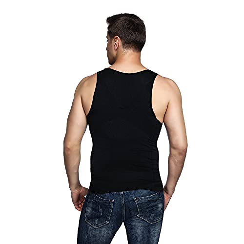 Odoland Men Compression Shirt 3 Pack Body Shaper Vest Tank Top - color: Black/Black/Black, size: 3X-Large
