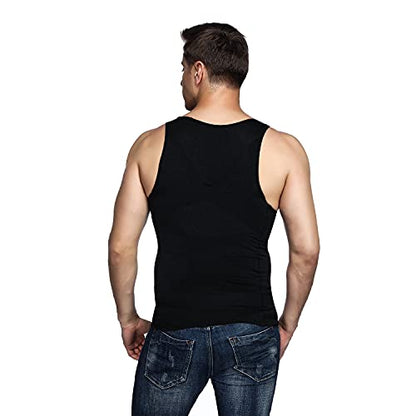 Odoland Men Compression Shirt 3 Pack Body Shaper Vest Tank Top - color: Black/Black/Black, size: X-Large