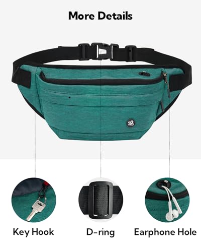 WATERFLY Running Belt Fanny Pack: Runner Marathon Jogging Waist Pack Sport Workout Exercise Fitness Phone Holder Belt for Men Women Jogger Slim Waistband Black - color: Dark Green